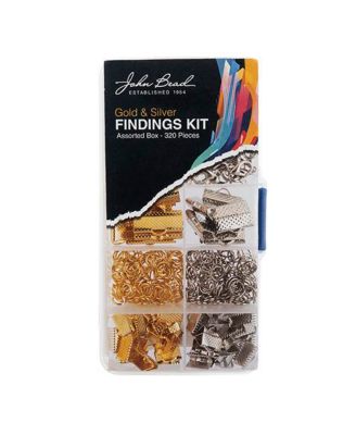 10-Slot Silver and Gold Mix Jewelry Findings Kit Assortment, 320pcs