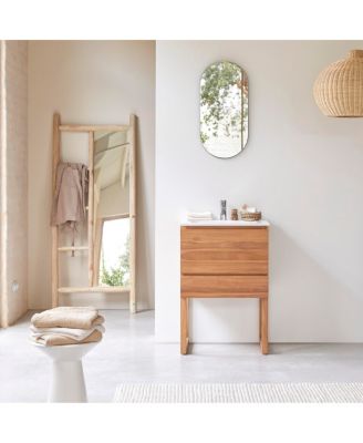 Edgar solid teak and ceramic bathroom cabinet 60 cm