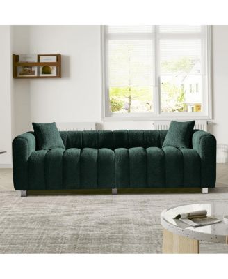 Premium Velvet 3-Seater Sofa with Metal Legs and 2 Pillows