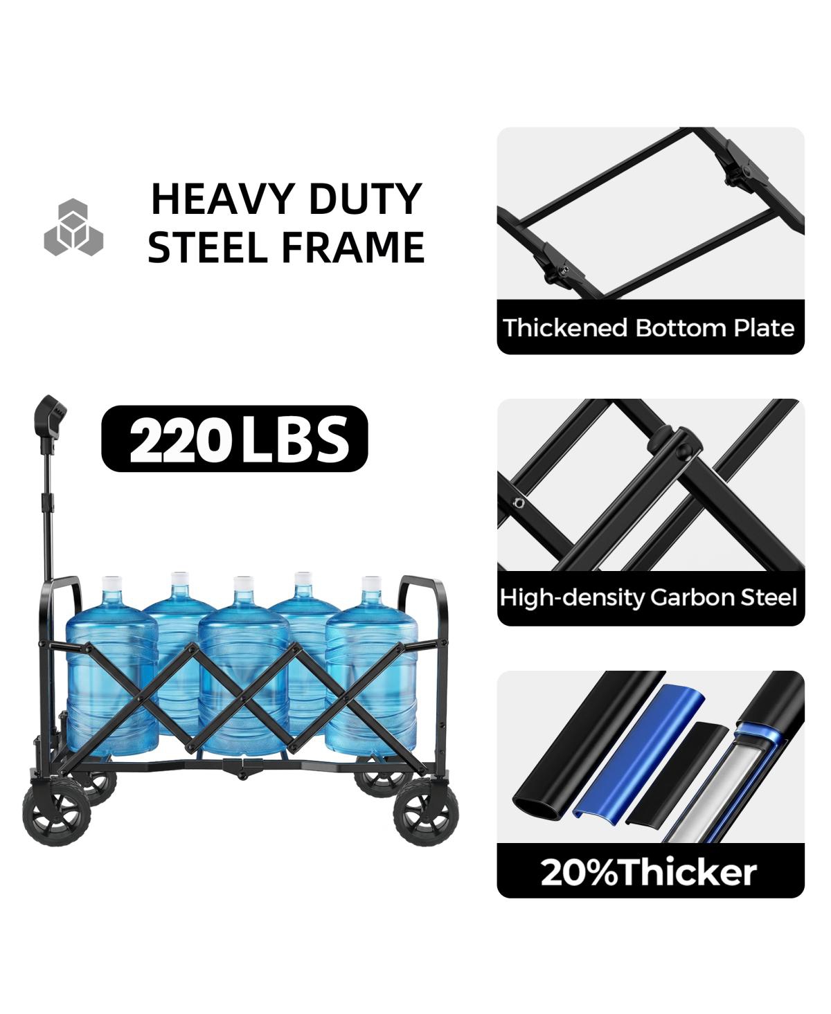 Streamdale Furniture Expandable Dual-Layer Utility Wagon with 5inch Wide Wheels 220lbs Capacity
