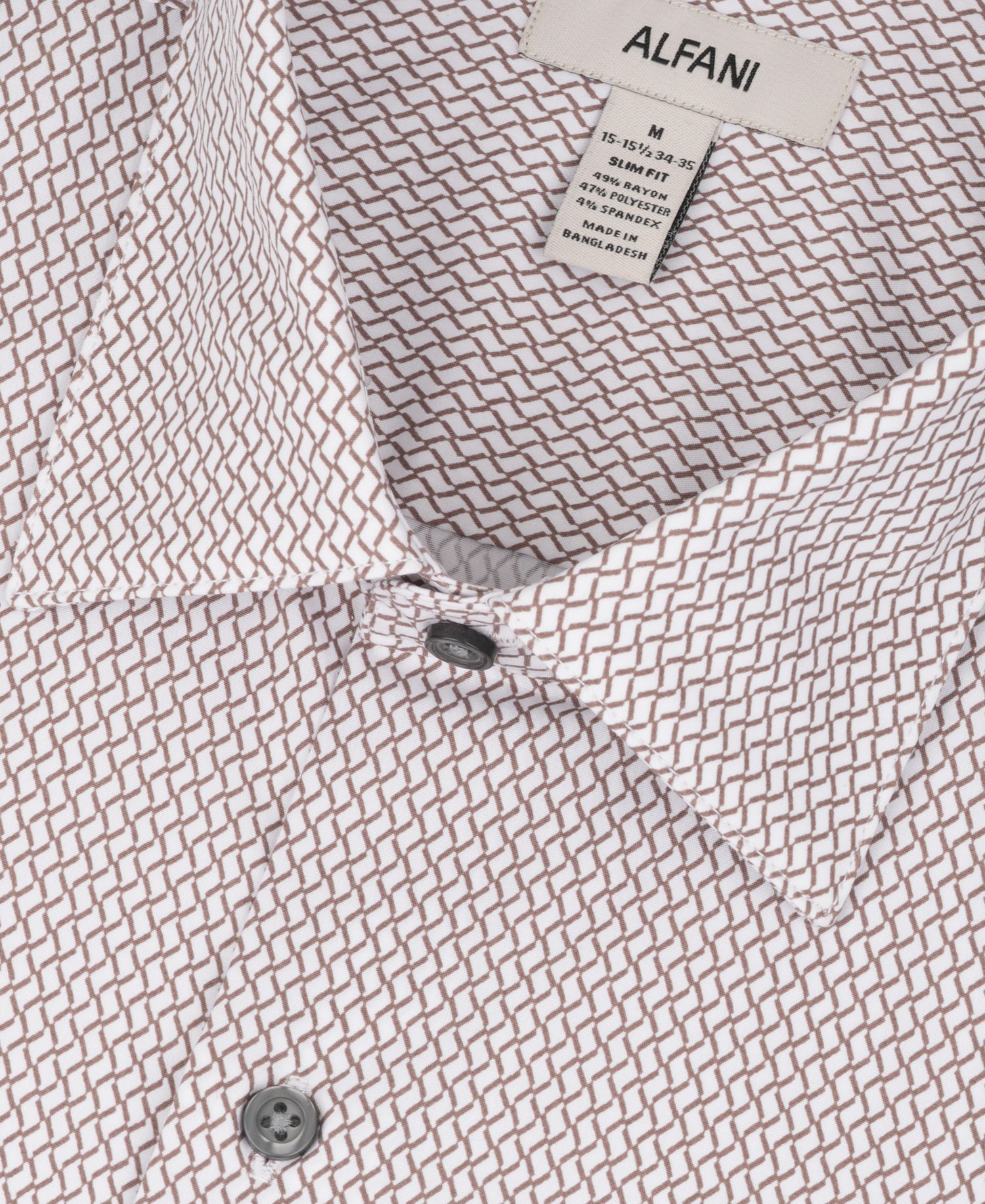 Men's Geometric Pattern Spread Collar Dress Shirt
