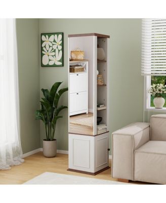 360 Rotating Storage Cabinet with Full-Length Mirror