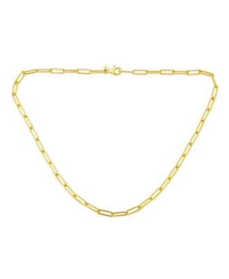 Rounded Link Paperclip Chain Necklace Gold Plated Sterling Silver