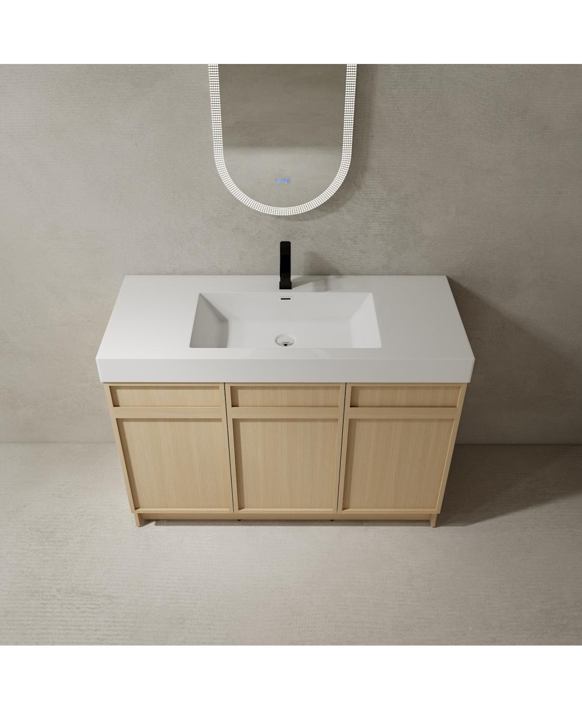 Sillysis Inch Freestanding Bathroom Vanity with Resin Sink, Soft Close Doors, Adjustable Shelf