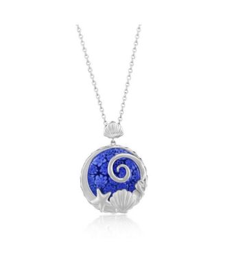 Sterling Silver Floral Venetian Murano Glass Sea Shells and Starfish Necklace