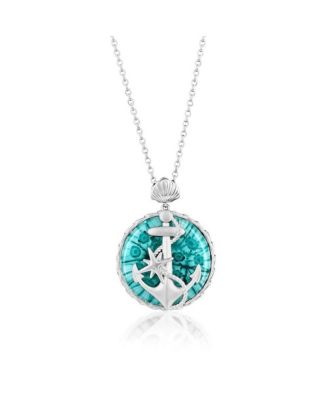 Sterling Silver Floral Venetian Murano Glass Anchor Necklace