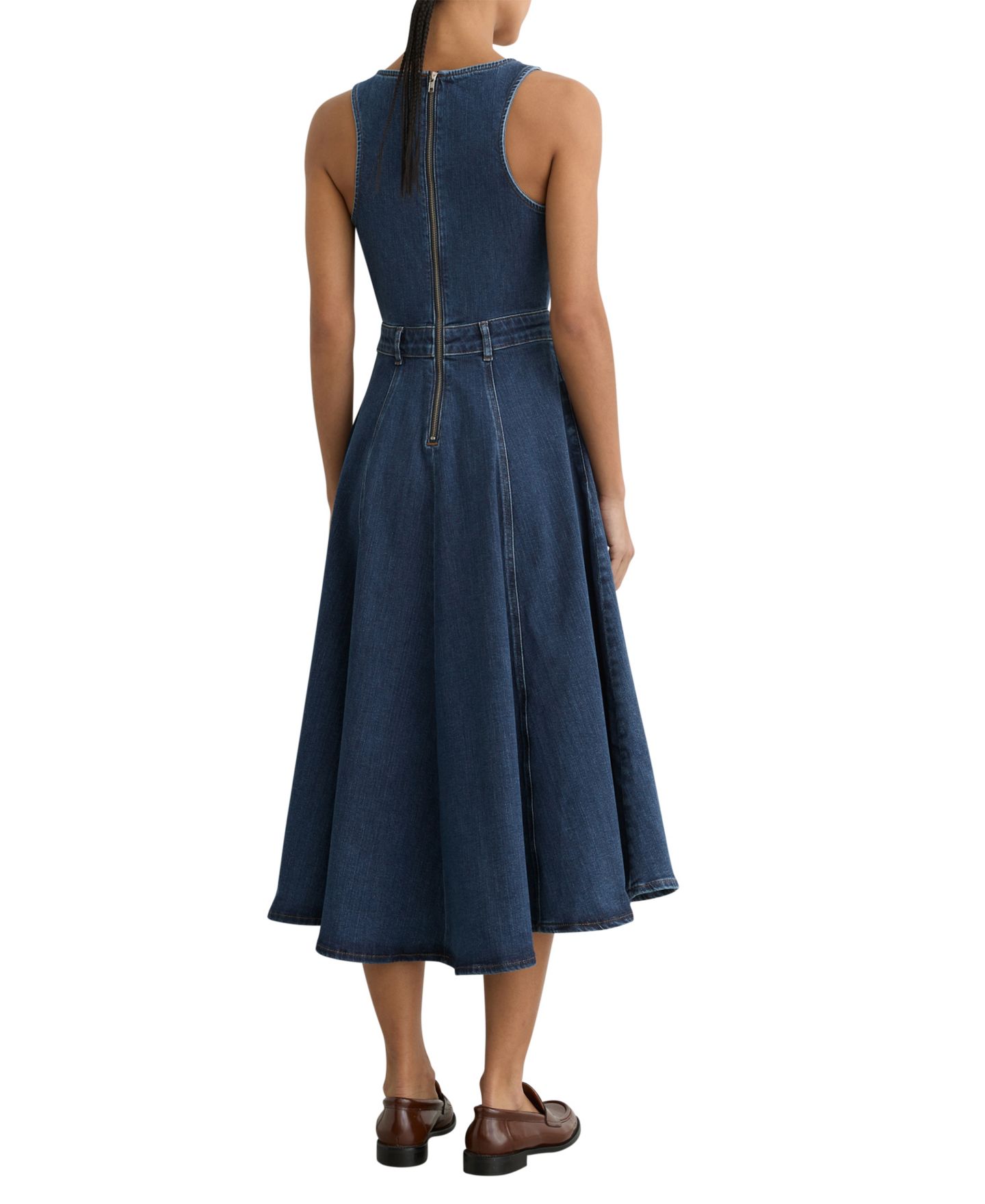 Женское платье REISS Rosie Waisted Denim Midi, цвет: Индиго — фото 3