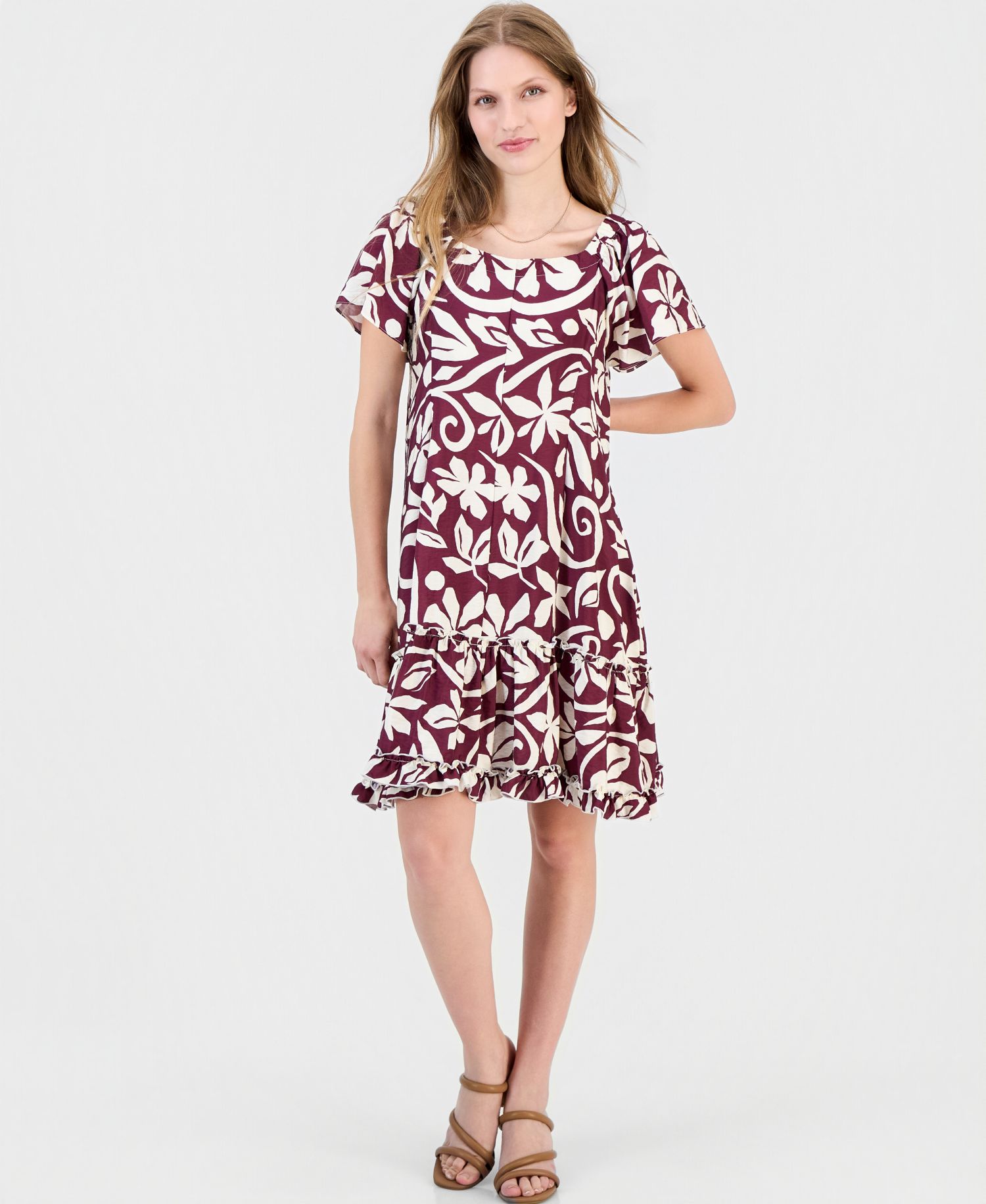 Women's On-Off Shoulder Flutter-Sleeve Dress