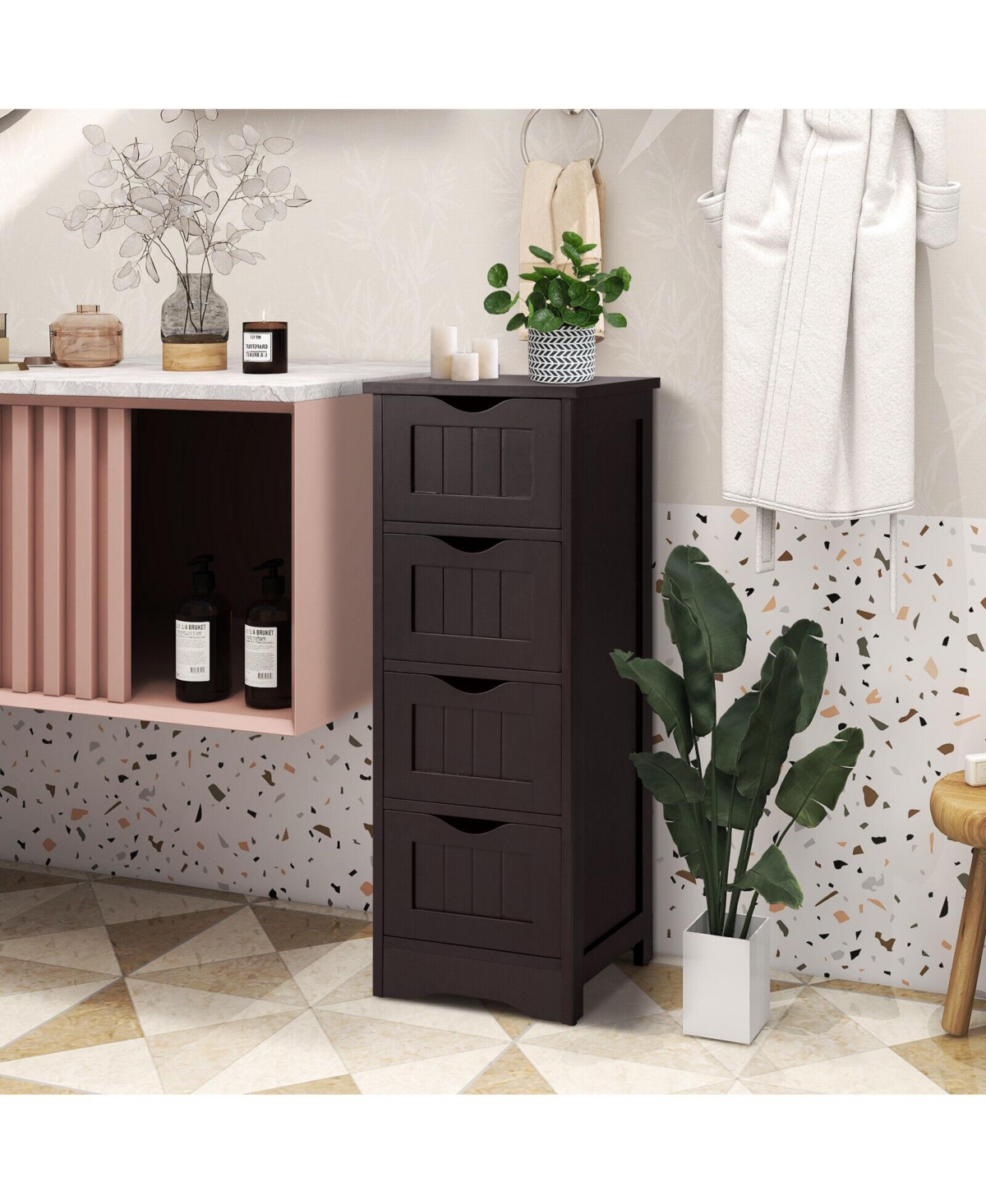 Volenca Slim 4-Drawer Free-Standing Bathroom Floor Cabinet, 32-in H