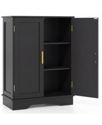 Bathroom Floor Storage Cabinet with 2 Doors and Adjustable Shelves, 31-in H