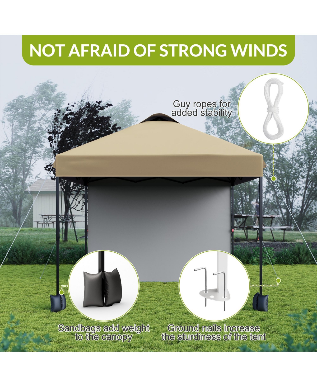 homfan 10x10 Pop Up Canopy Tent With Sidewall, Easy Setup, Upf 50+ Protection, Adjustable, Portable, Includes Wheeled Bag, Stakes And Sandbags