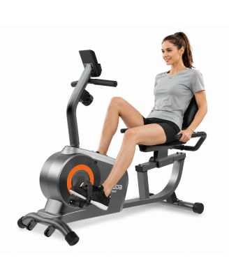 Recumbent Exercise Bike, 16-Level Magnetic Resistance, Low-Impact Stationary Bike with Adjustable Seat and Backrest