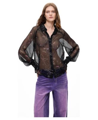 Women's Sheer Floral Blouse