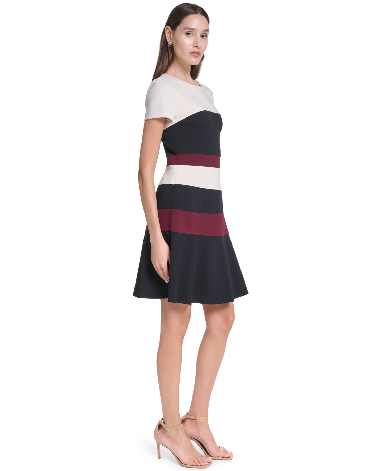 Women's Short-Sleeve Colorblock Sheath Dress
