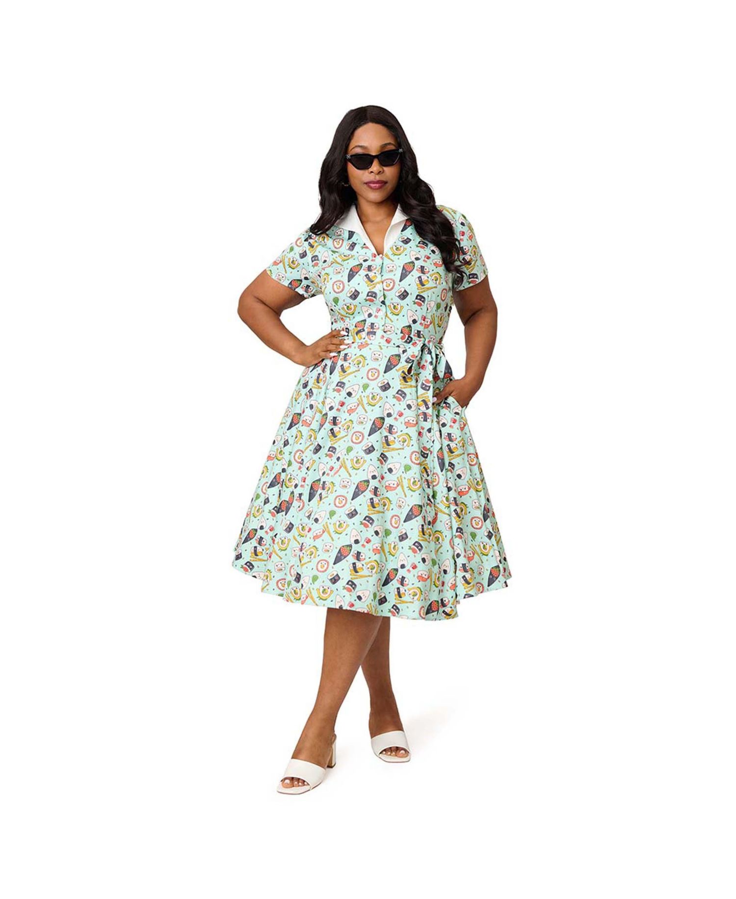 Plus Size 1950s Collared Shirt Dress