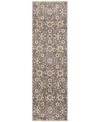 Maharaja 532D Gray and Tan 2'3" x 7'6" Runner Rug
