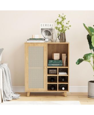 Rattan Sideboard Cabinet Wine Bar Cabinet with Storage