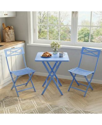 Folding Bistro Set Outdoor Patio Furniture, 3-Piece Foldable Table and Chairs with Heavy-Duty Steel Frame