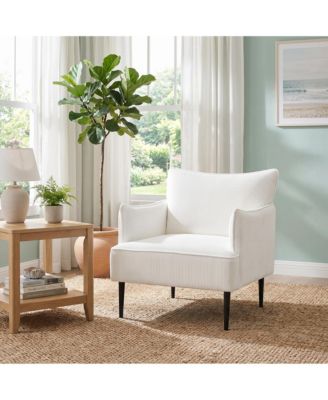 Mid-Century Modern Accent Chair with Corduroy Fabric and Sturdy Wood Frame - Comfortable Ergonomic Seating for Living Room, Bedroom and Office