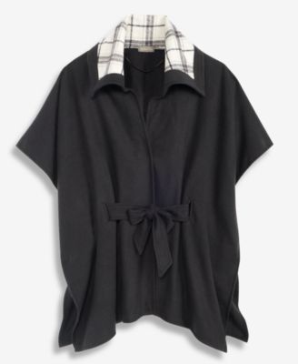 Women's Oversized-Collar Belted Topper