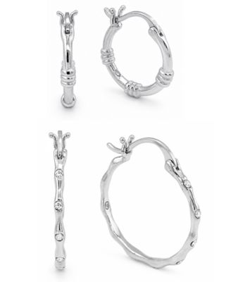 Duo Crystal Hoop and Textured Hoop, Set of 2