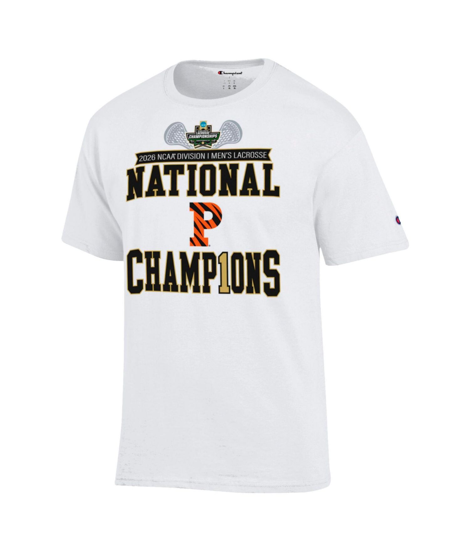Футболка Champion White Princeton Tigers 2026 NCAA Men's Lacrosse National Locker Room — фото 3