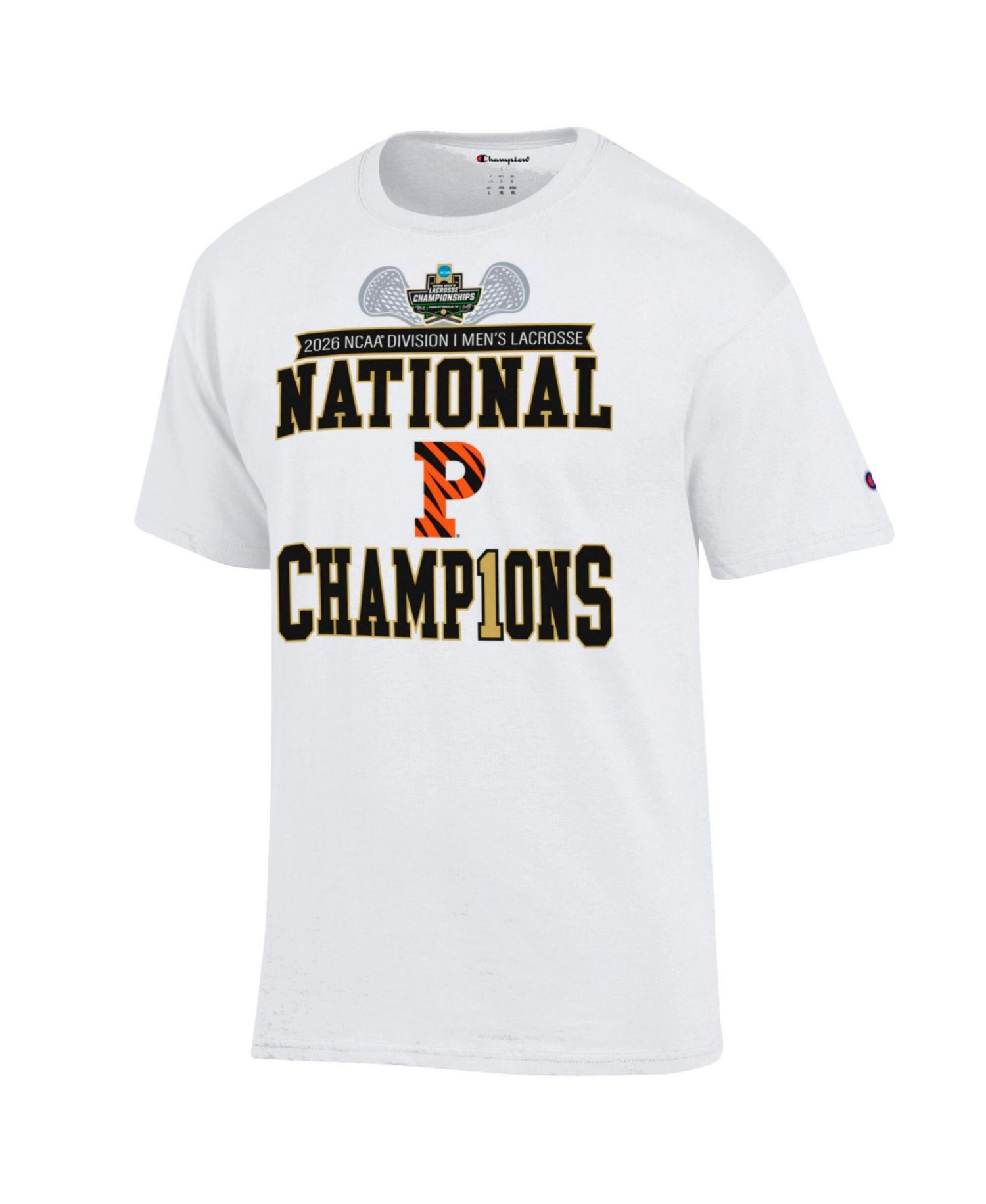 Men's and Women's White Princeton Tigers 2026 NCAA Men's Lacrosse National Locker Room T-Shirt