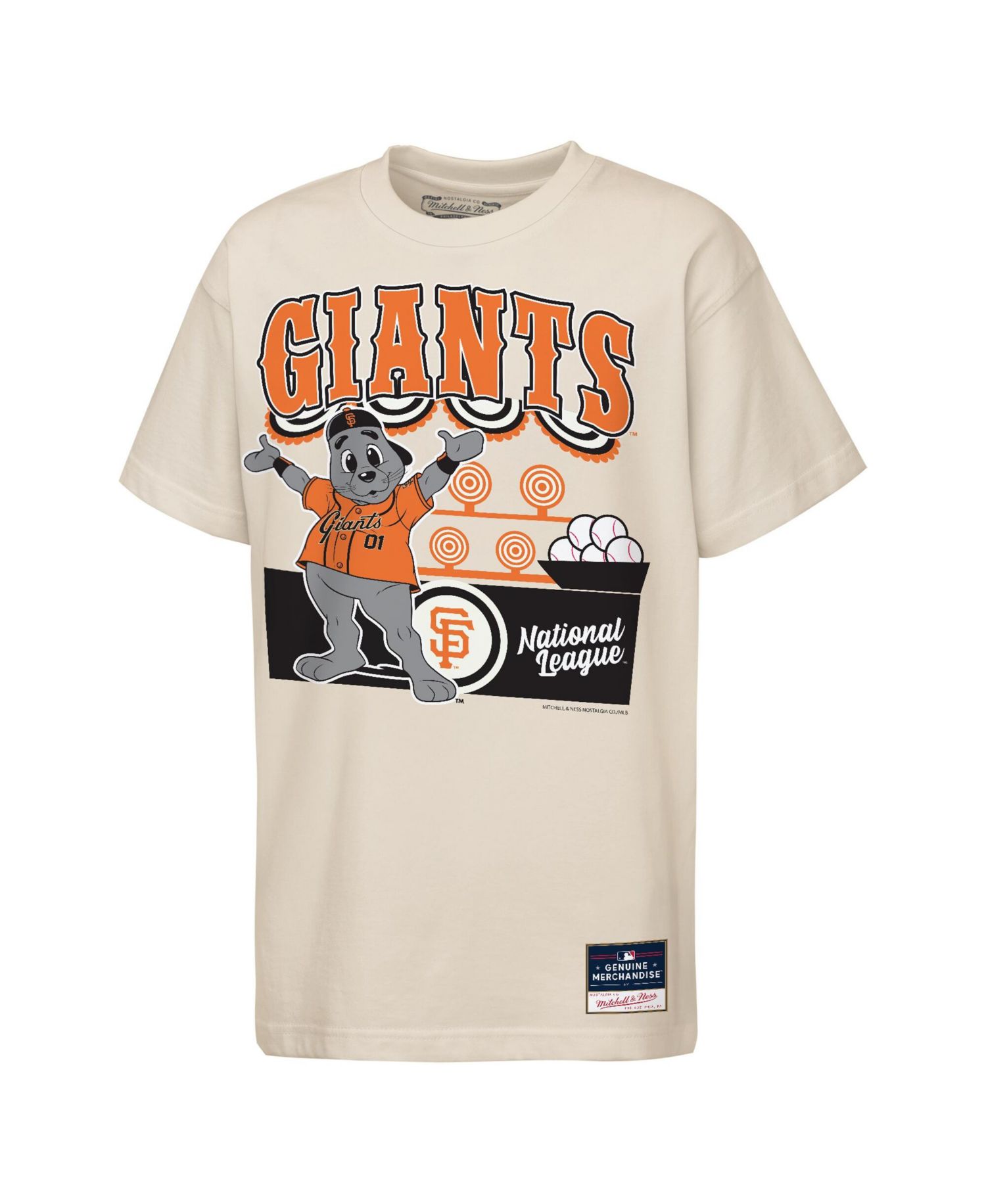 Big Boys and Girls Cream San Francisco Giants Step Back Up Mascot T-Shirt