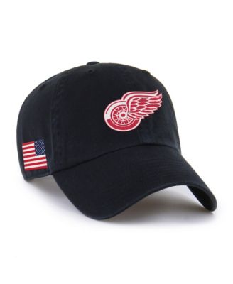 Men's and Women's Black Detroit Red Wings Heritage Flag Clean Up Adjustable Hat