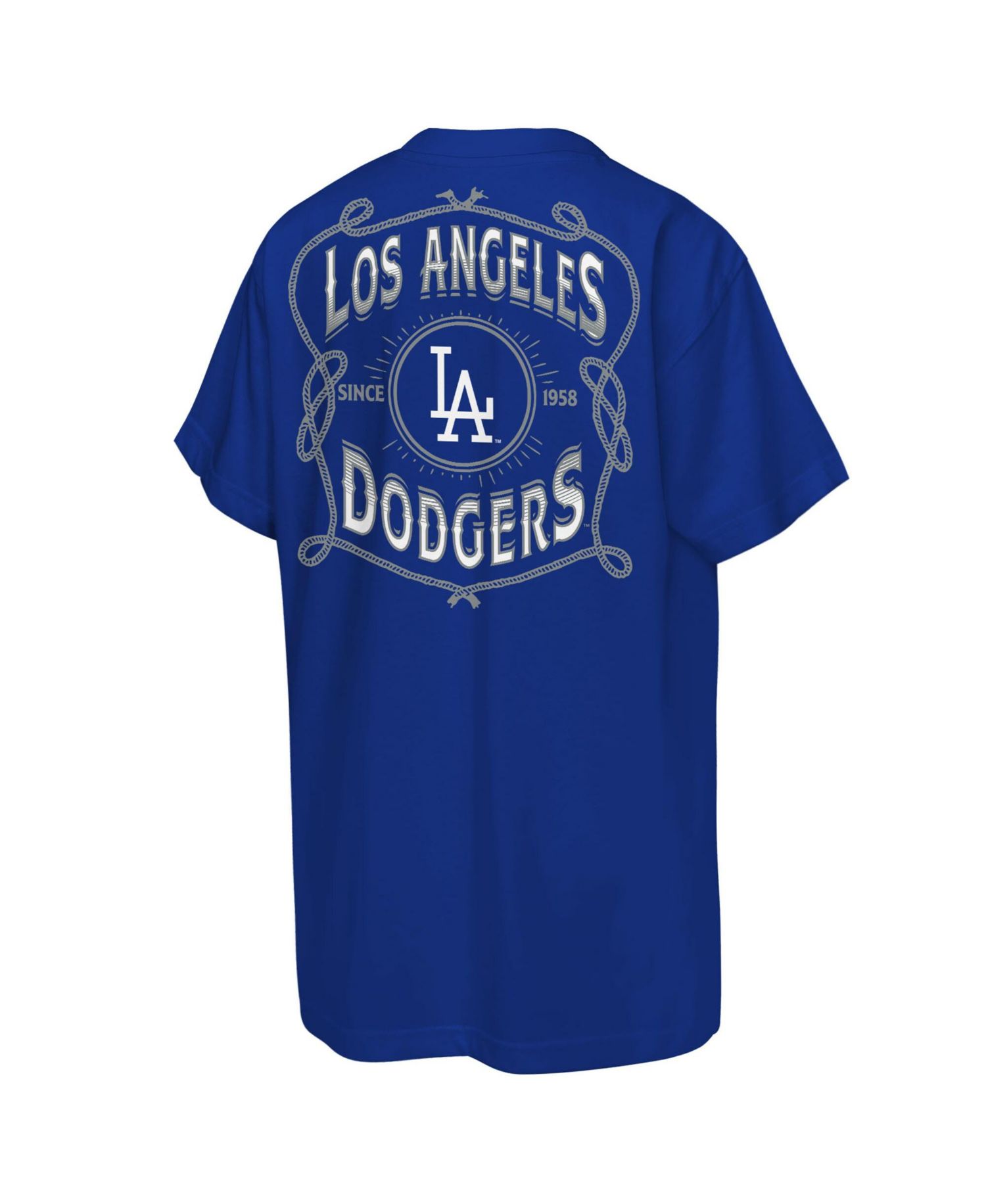 Big Boys and Girls Royal Los Angeles Dodgers Cooperstown Rodeo Rope T-Shirt
