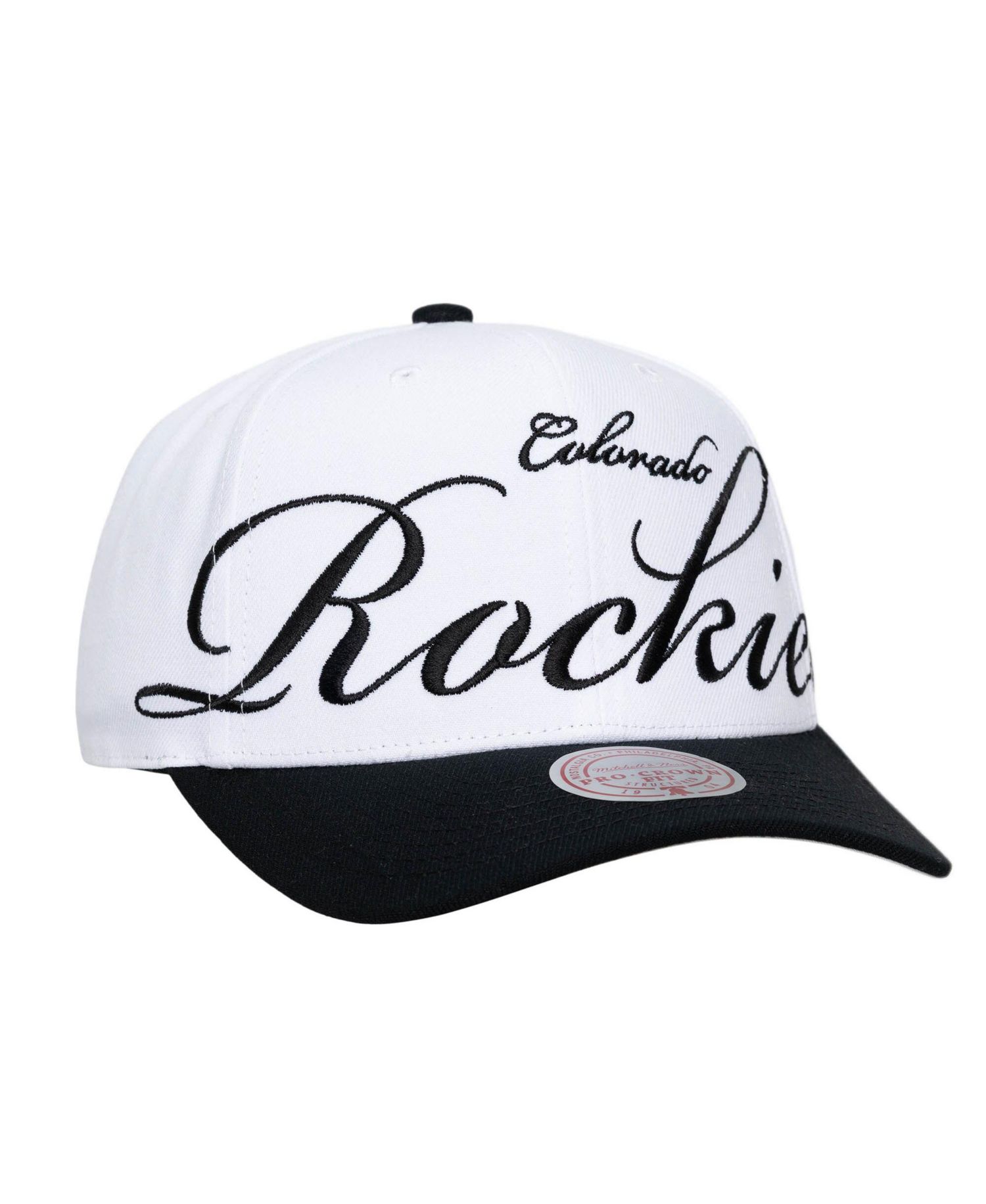 Men's and Women's White/Black Colorado Rockies XL Script Pro Crown Adjustable Hat