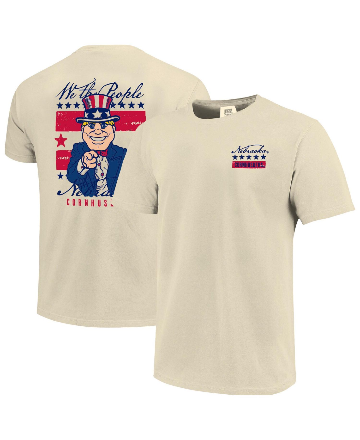 Men's Cream Nebraska Huskers Uncle Sam Mascot T-Shirt
