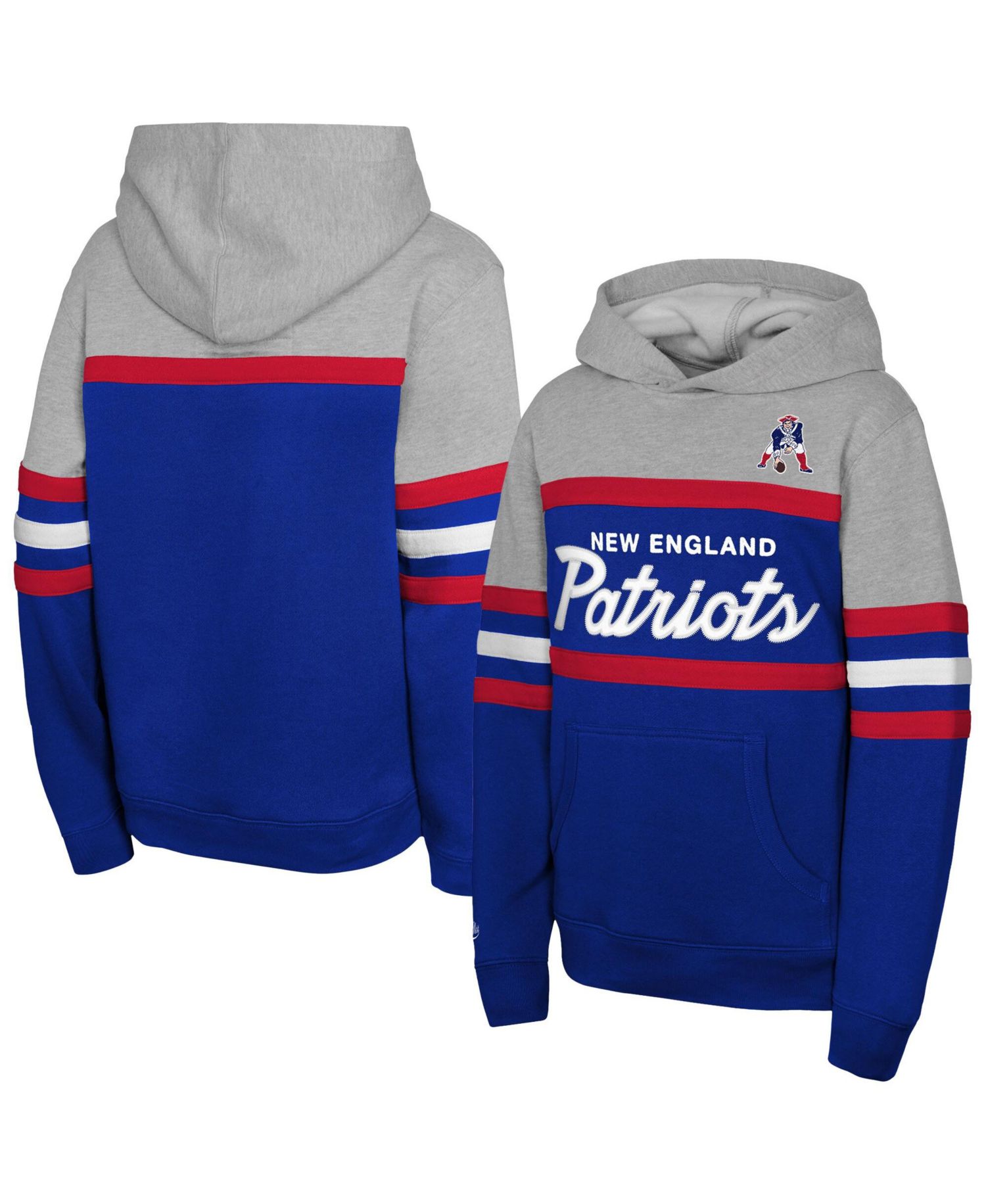 Men's Royal New England Patriots Throwback Head Coach Pullover Hoodie