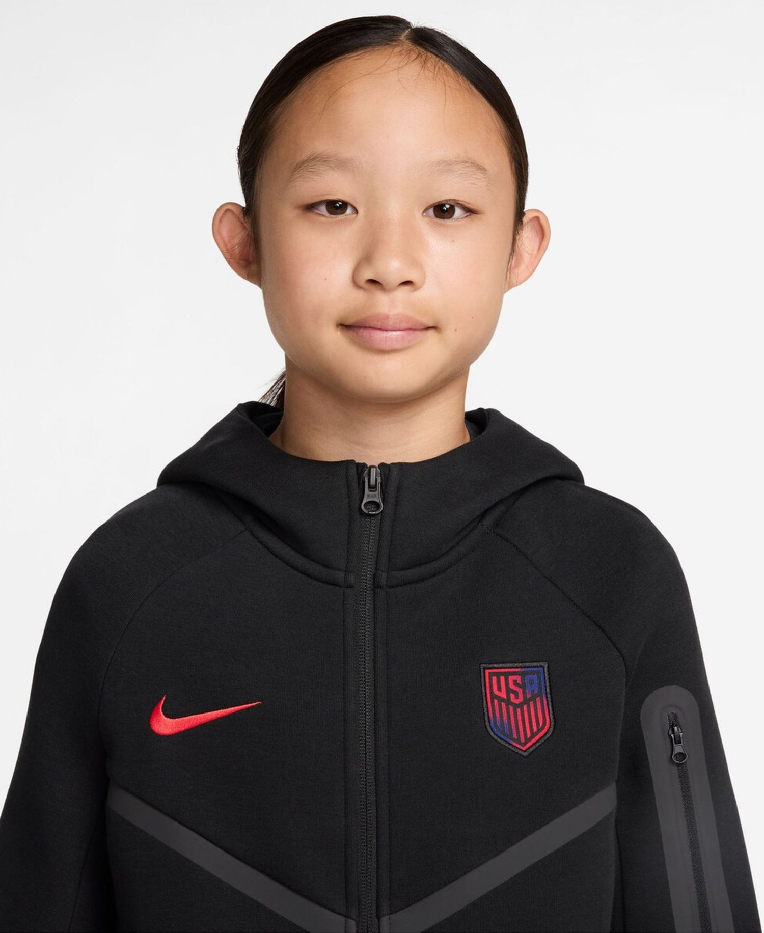 Big Boys and Girls Black USMNT Tech Fleece Full-Zip Hoodie