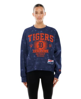 Women's Navy Detroit Tigers Throwback Oversized Boxy Sweatshirt