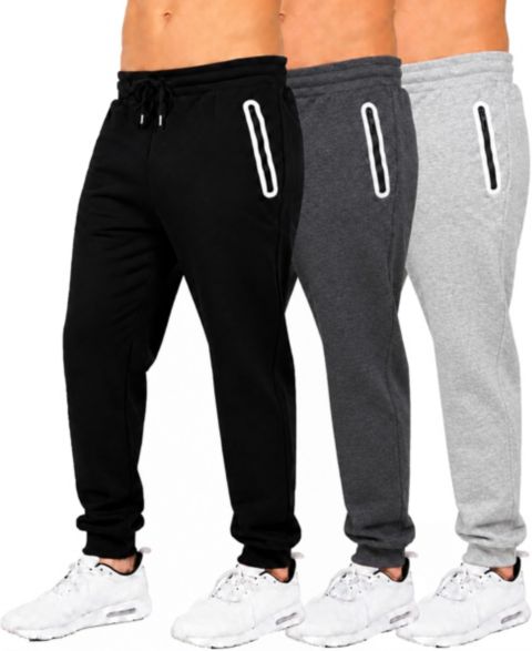 Мужские брюки Blue Ice Fleece-Lined Slim-Fit Jogger Sweatpants, 3-Pack Set, цвет: Чёрный / Угольный