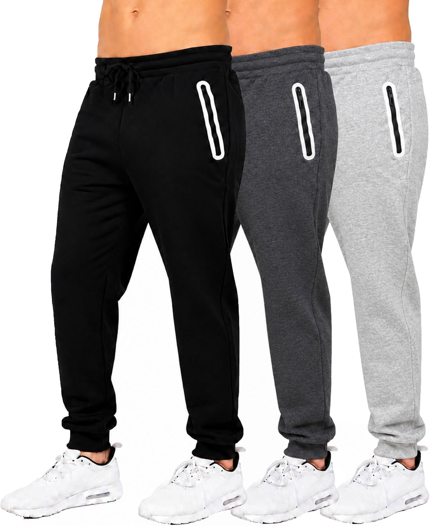 Men's Fleece-Lined Slim-Fit Jogger Sweatpants, 3-Pack Set
