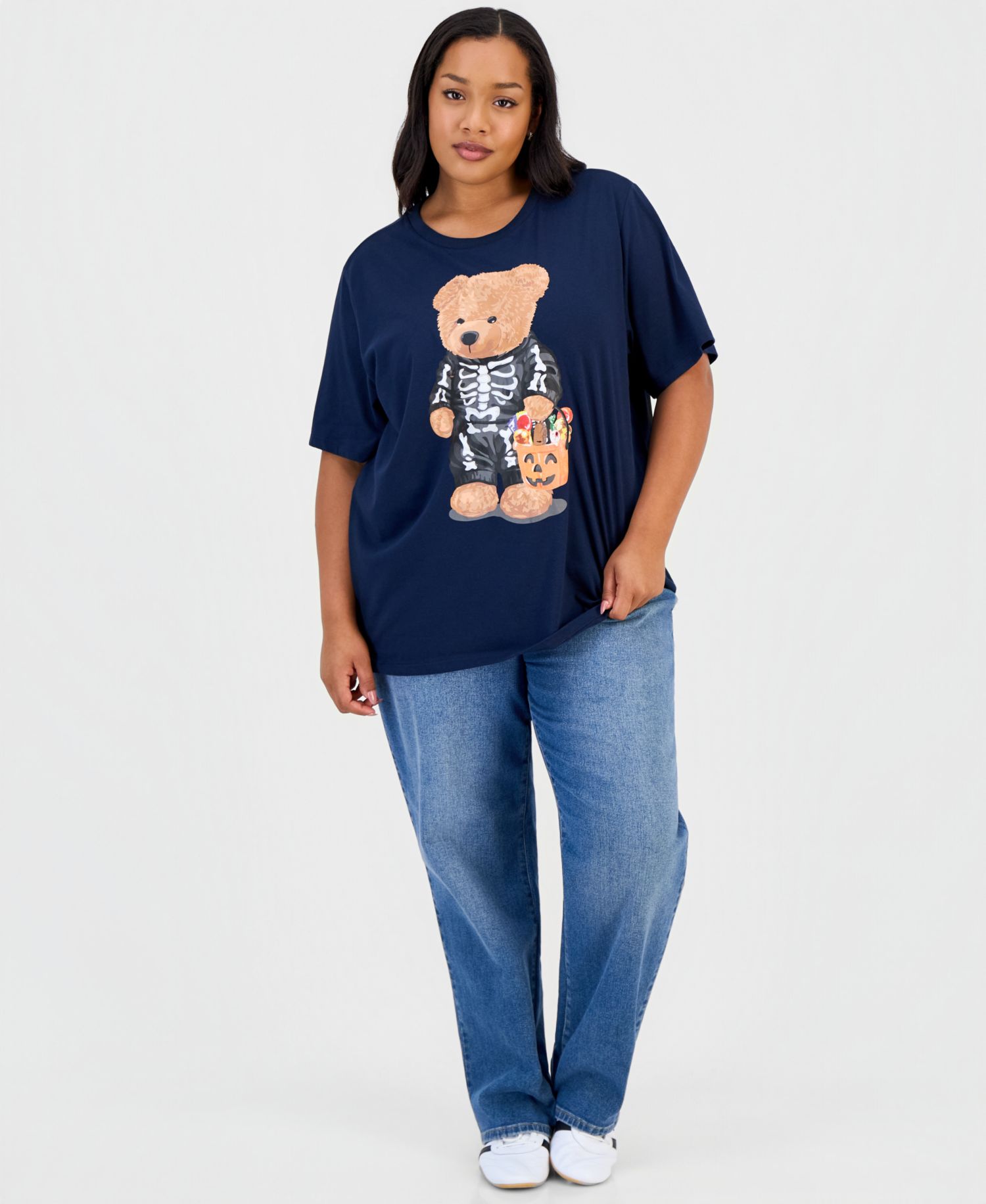 Trendy Plus Size Trick-Or-Treat Teddy Bear Graphic T-Shirt