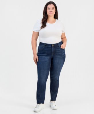 Plus Size Mid-Rise Straight-Leg AbSolution Jeans
