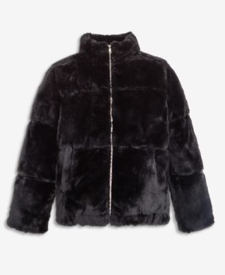 Girls' 4-16 Hooded Faux Fur Water-Resistant Puffer Jacket