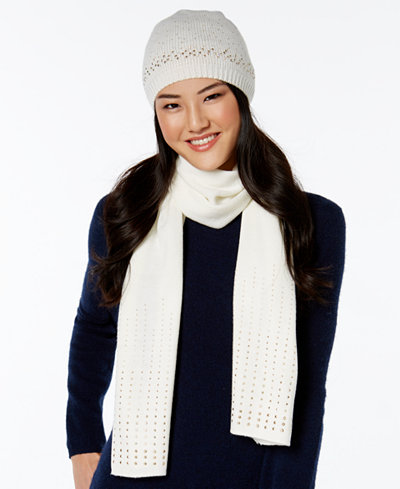 Rampage Rhinestud Beanie and Oblong Scarf Set, Only at Macy's