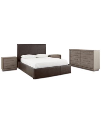 Tivie Leather 4-Piece Bedroom Set (Queen Bed, Dresser & 2 Nightstands)