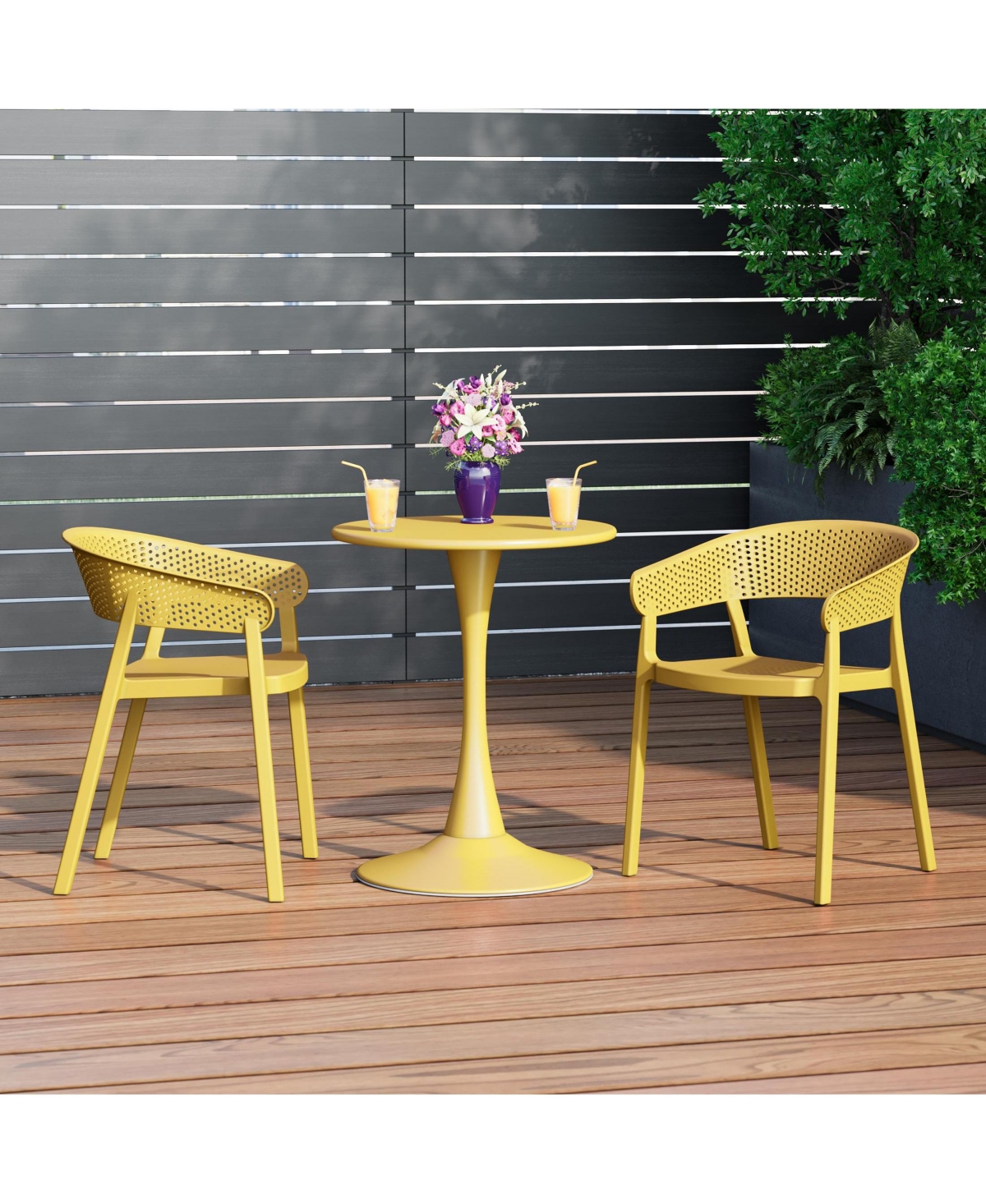 WestinTrends 3-Piece Indoor Outdoor Metal Patio Dining Table Set With Stackable Patio Chairs