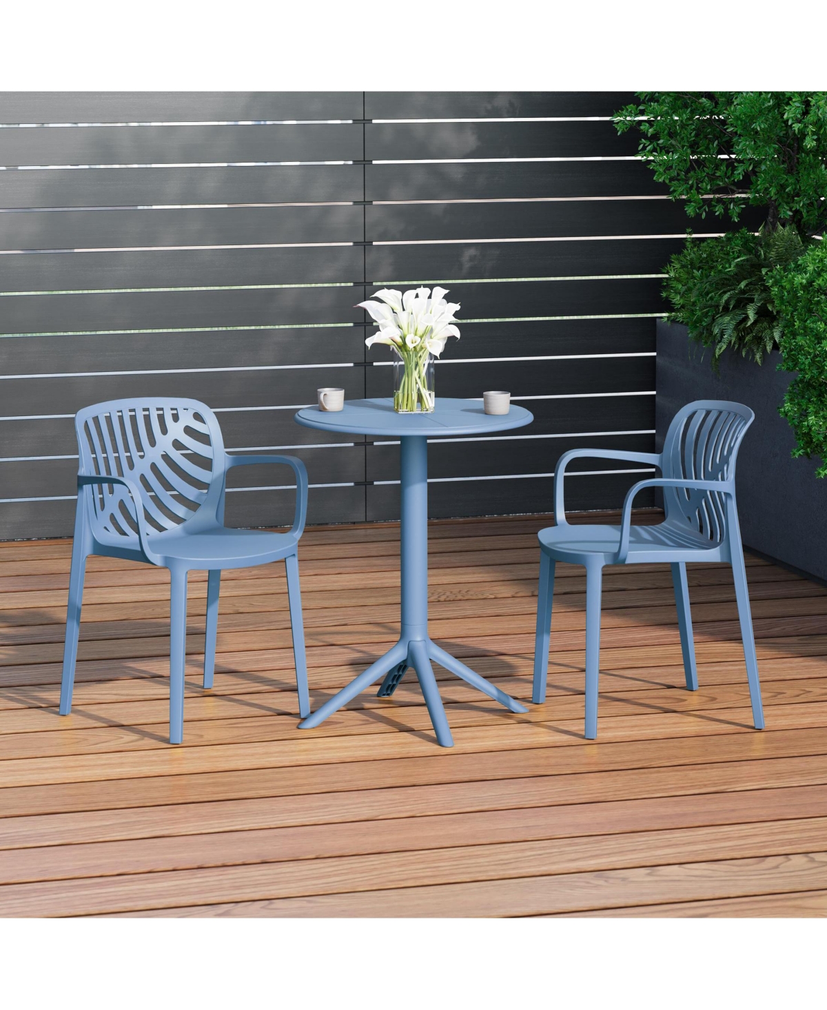 WestinTrends 3-Piece Outdoor Resin Patio Bistro Table Set with Stackable Dining Side Chairs For 2