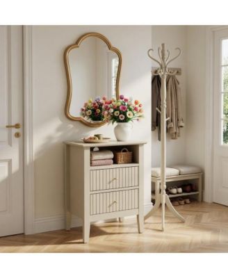 18"W Fluted Nightstand with 2-Drawer and Gold Knobs