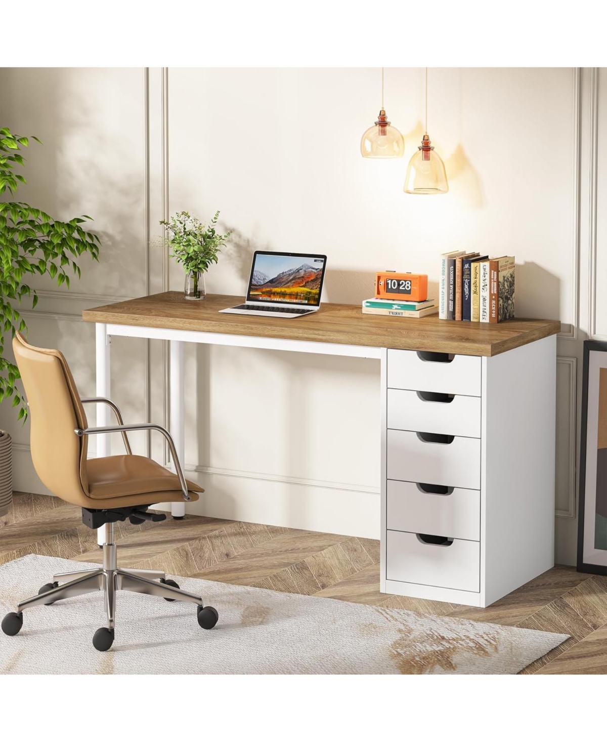 Tribesigns 47 inches Vanity Desk with 5 Drawers, Modern Style