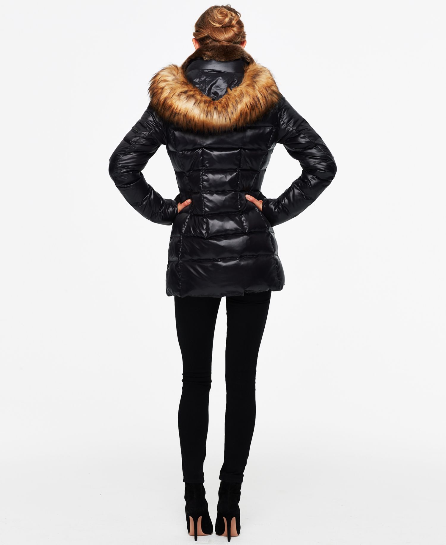 Women's Chelsea Faux-Fur-Trim Collar Hooded Puffer Coat