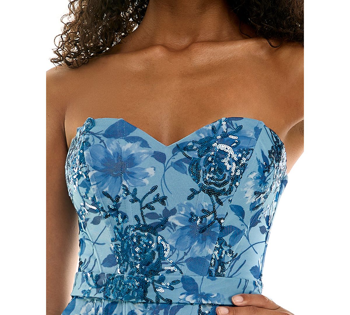 SENI & CADE Juniors' Printed Floral Sequins Corset Mini Dress view 4 — MAYCSS fashion products