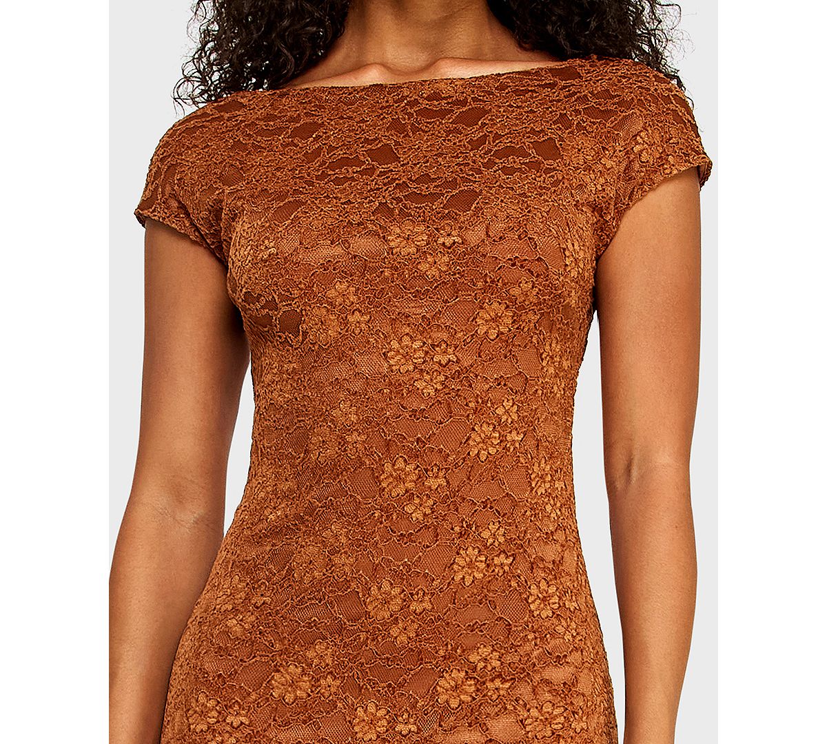 B Darlin Juniors' Boat Neck Chenille Lace Midi Dress view 3 — MAYCSS fashion products