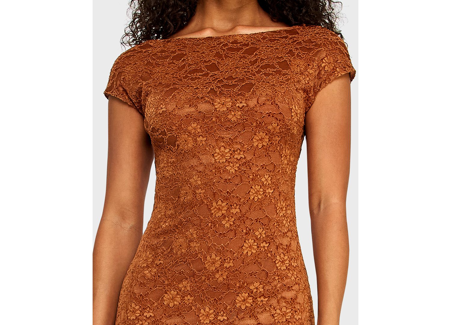 Juniors' Boat Neck Chenille Lace Midi Dress